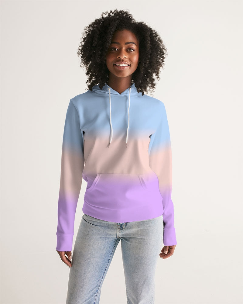 Tie Dye Women Pullover Hoodie, Pastel Blue Pink Gradient Ombre Aesthetic Graphic Hooded Long Sleeve Sweatshirt with Pockets Starcove Fashion