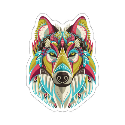 Wolf Head Sticker, Tribal Animal Lone Computer Laptop Wall Decal Vinyl Small Large Boho Waterbottle Tumbler Car Waterproof Bumper Mural Starcove Fashion