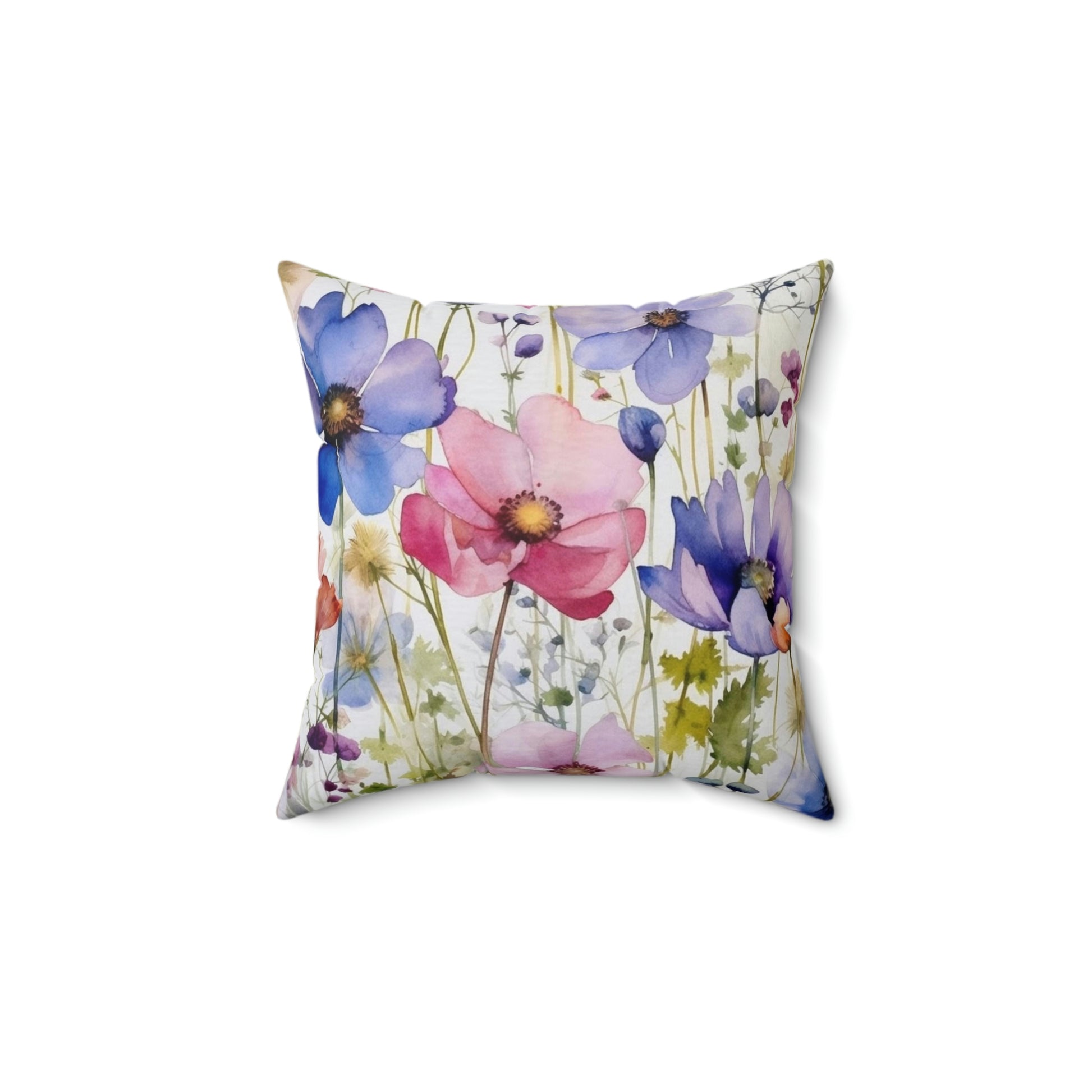Wildflowers Filled Pillow with Insert, Watercolor Floral Square Throw Accent Decorative Room Decor Floor Sofa Couch Cushion Starcove Fashion
