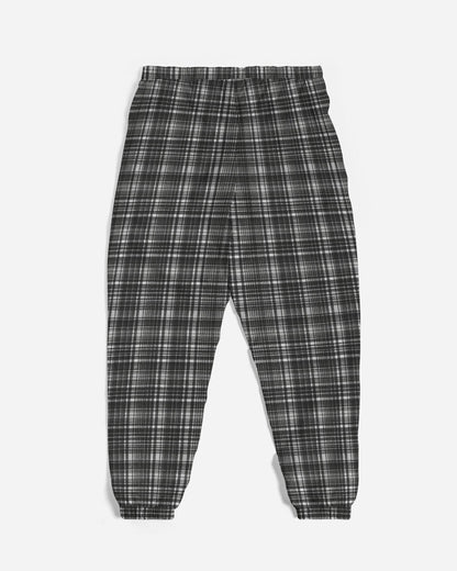 Grey Plaid Tartan Men Track Pants, Zip Pockets Quick Dry Mesh Lining Lightweight Festival Elastic Waist Windbreaker Joggers Bottoms Starcove Fashion