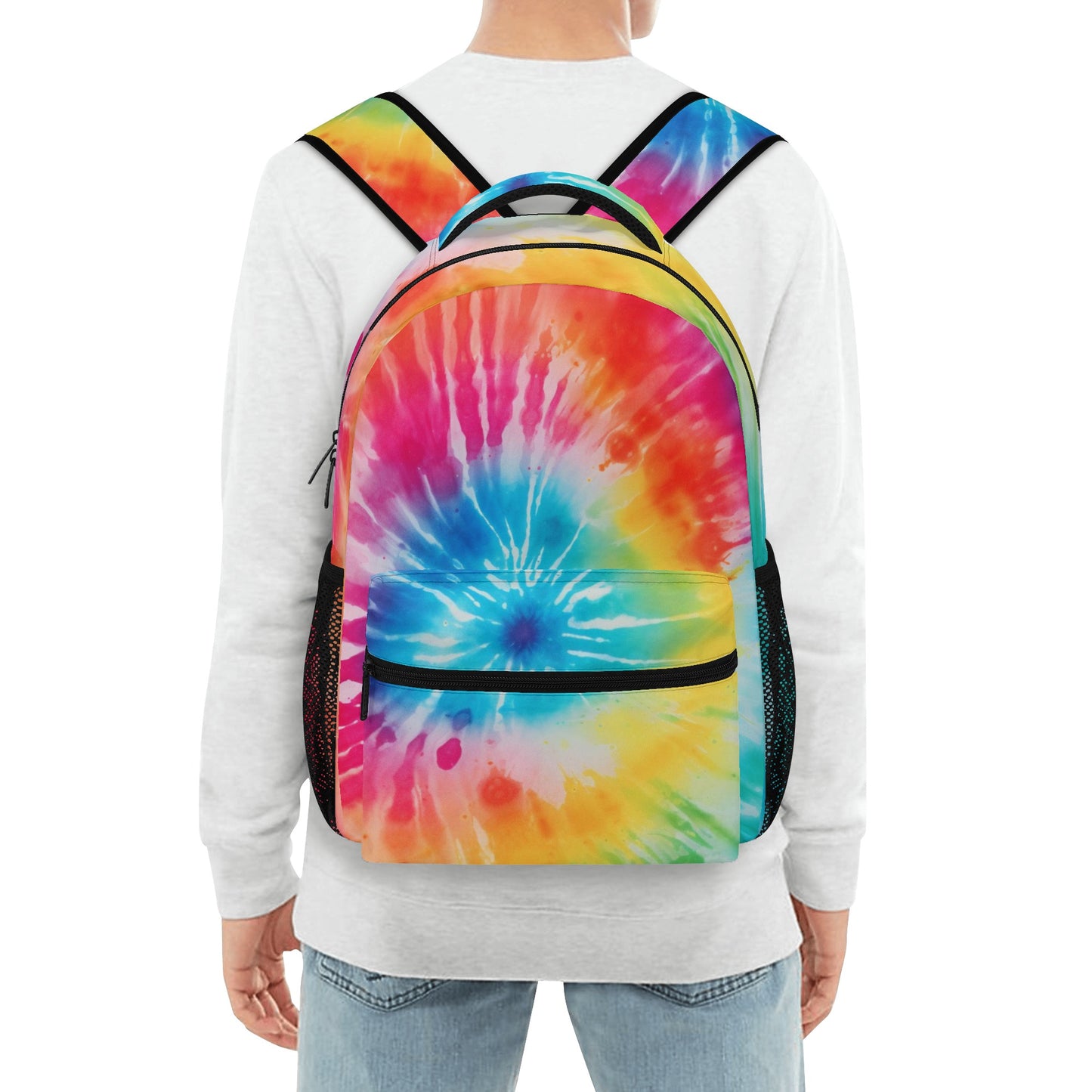 Rainbow Tie Dye Backpack, Laptop Men Women Kids Gift Him Her School College Waterproof Side Pockets Aesthetic Ladies Bag Starcove Fashion