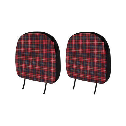 Red Buffalo Plaid Car Seat Headrest Cover (2pcs), Check Tartan Print Truck Suv Van Vehicle Auto Decoration Protector New Car Gift