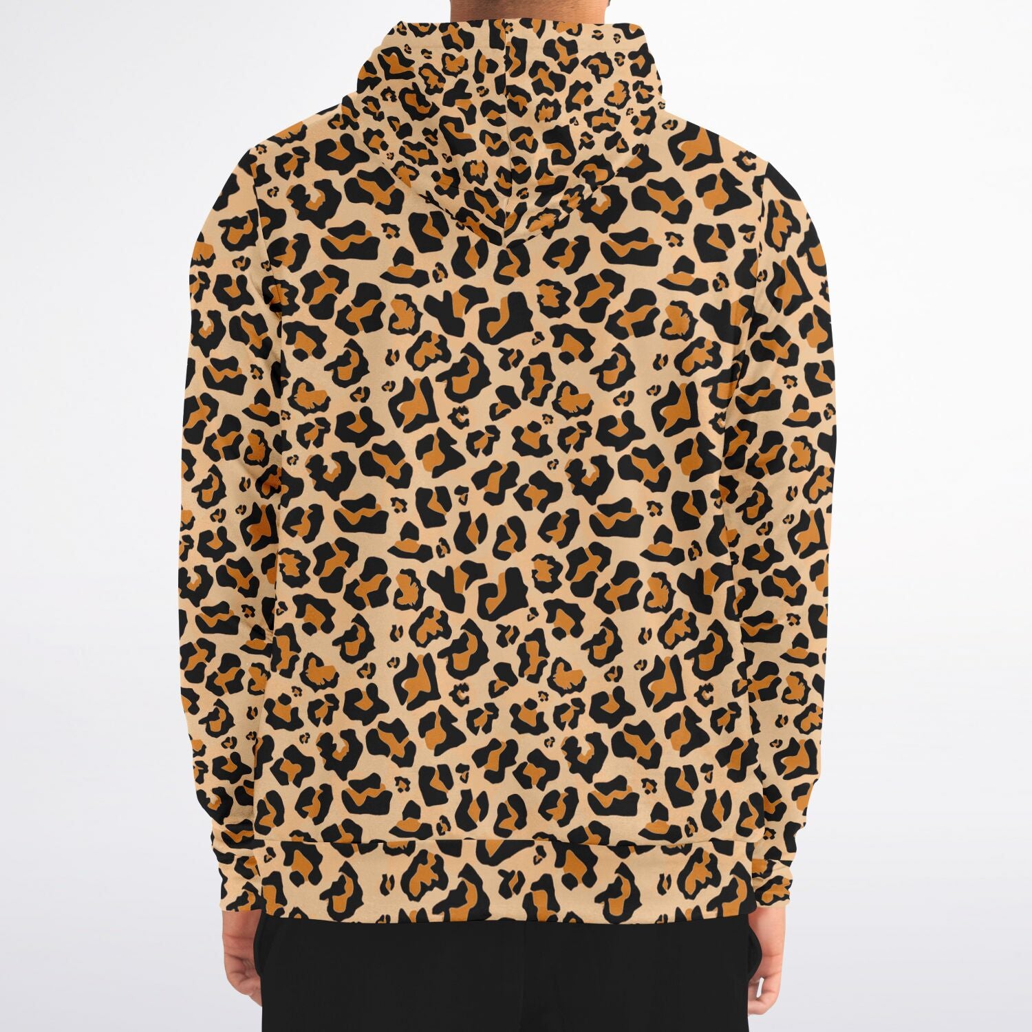 Leopard Zip Up Hoodie, Animal Print Cheetah Front Zipper Pocket Men Women  Unisex Adult Aesthetic Graphic Cotton Fleece Hooded Sweatshirt