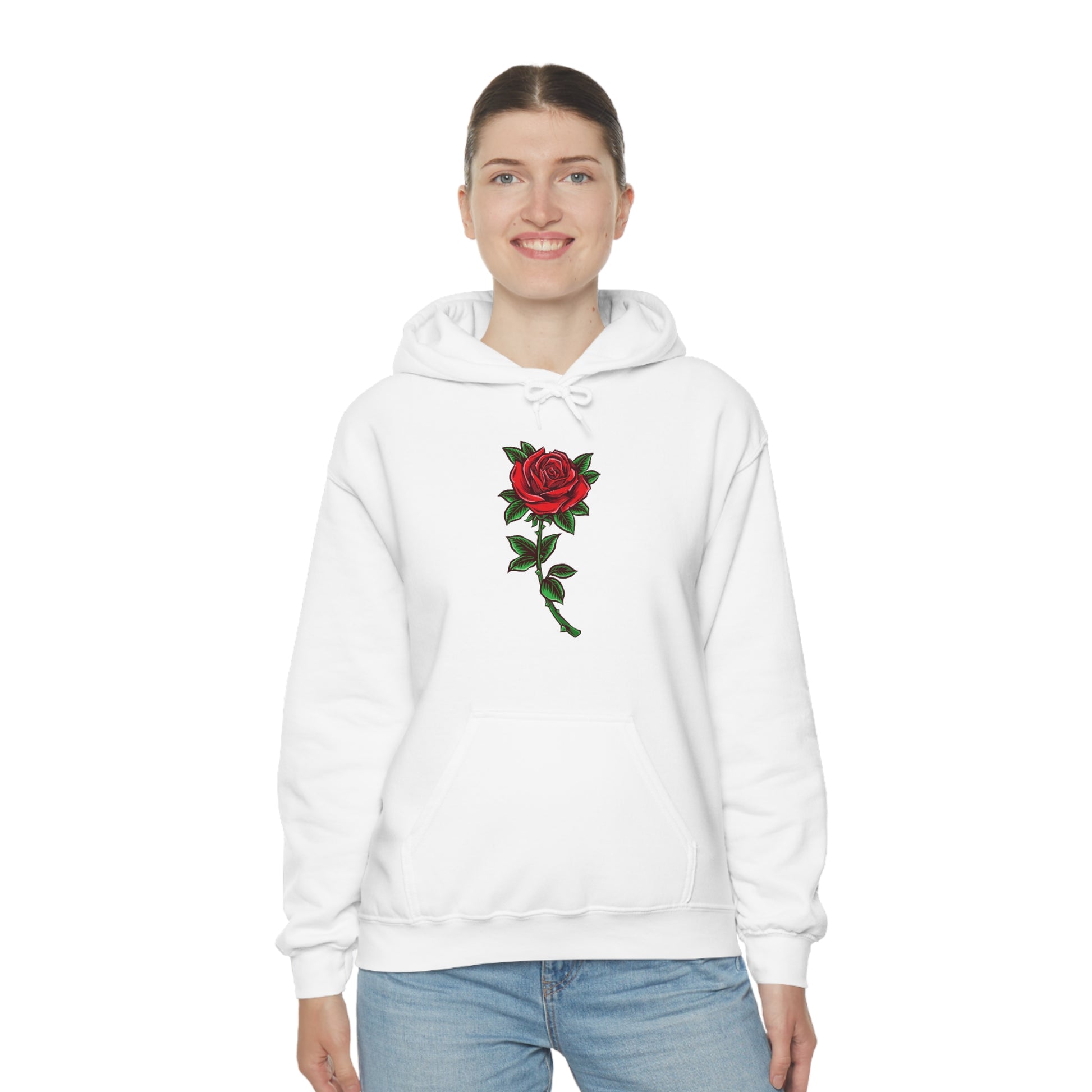 Red Rose Hoodie, Flowers Floral Pullover Men Women Adult Aesthetic Graphic Cotton Punk Goth Hooded Sweatshirt with Pockets Starcove Fashion