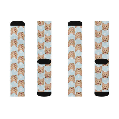 Custom Cat Face Socks, Photo Crew 3D Sublimation Women Men Mom Fun Novelty Cool Crazy Cute Unique Cat Lover Gift Starcove Fashion