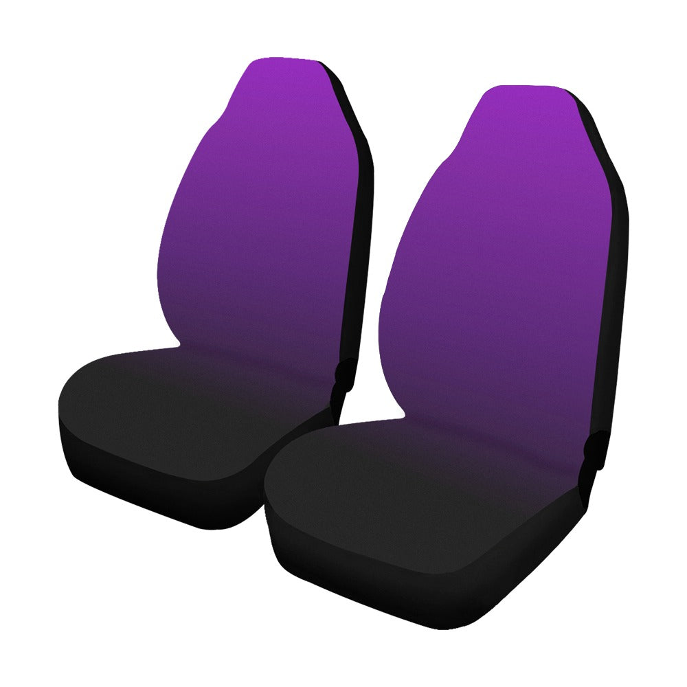 Black Purple Car Seat Covers 2 pc, Dark Purple Gradient Cute Front Seat SUV Protector Accessory Women Men Decoration