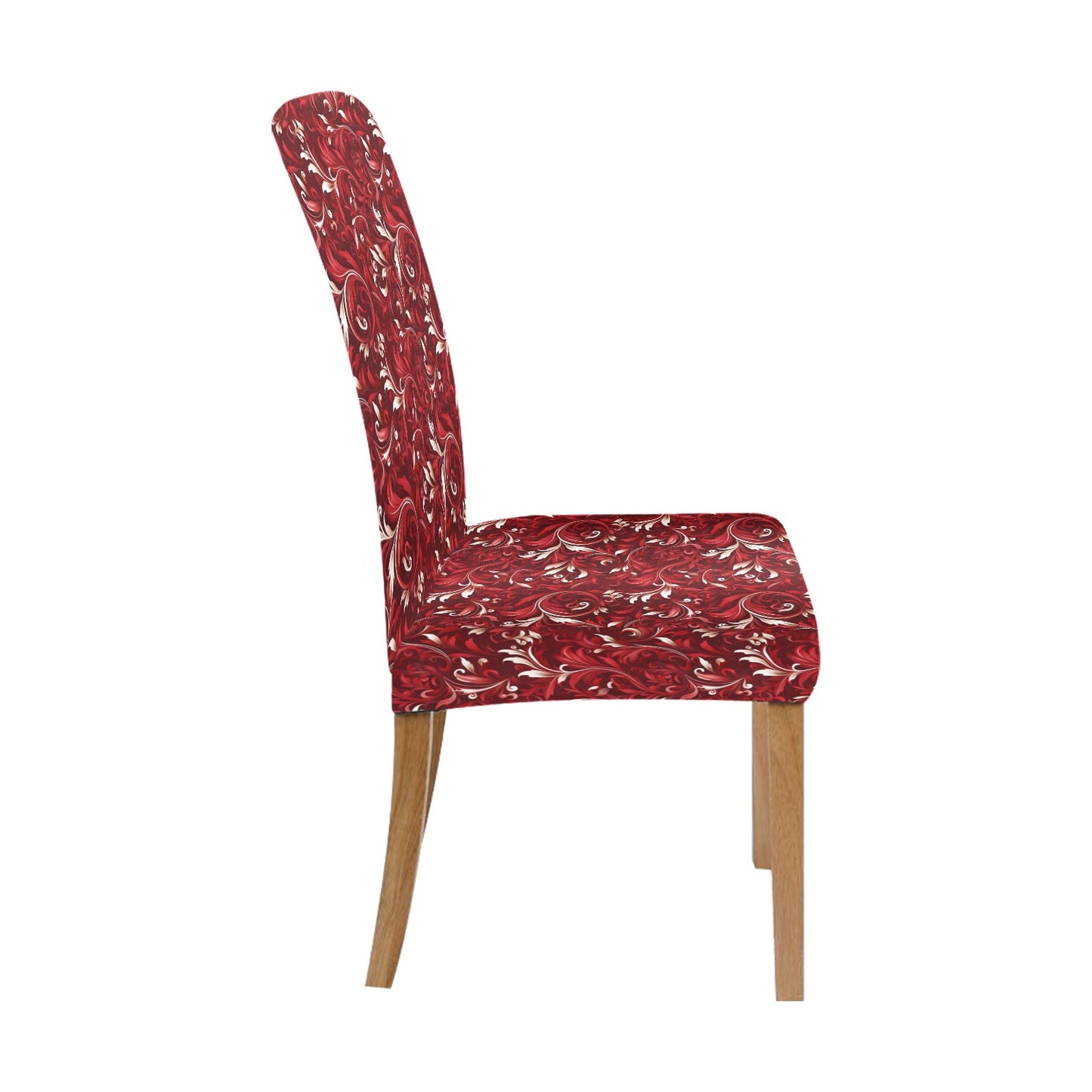 Red Dining Chair Seat Covers, Floral Swirls Stretch Slipcover Furniture Dining Room Party Banquet Home Decor Spandex