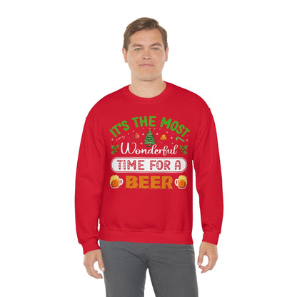 Beer Ugly Holiday Sweater, Wonderful Time Drinking Christmas Xmas Print Women Men Funny Party Winter Outfit Sweatshirt Gift Starcove Fashion