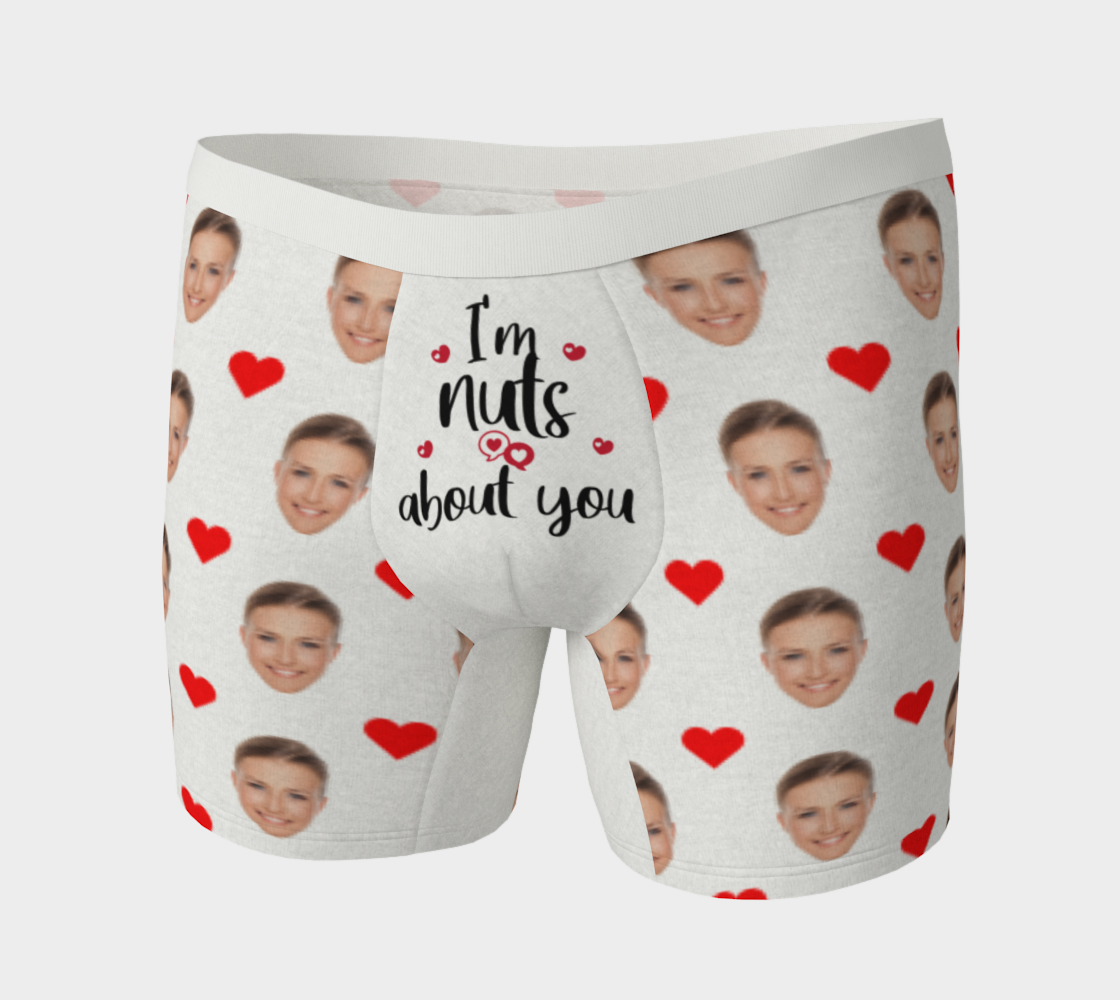 Custom Boxers With Face, Personalized Im Nuts About You Underwear With  Photo, Picture on Boxer Briefs, Gift for Boyfriend, Gift for Husband 