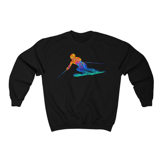 Downhill Skier Sweatshirt, Skiing Slalom Ski Art Graphic Crewneck Fleece Winter Sport Cotton Sweater Pullover Men Women Aesthetic Top Starcove Fashion