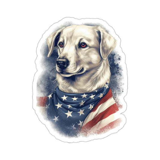 Dog American Flag Sticker, Labrador Retriever USA Patriotic Laptop Decal Vinyl Cute Waterbottle Tumbler Car Waterproof Bumper Aesthetic Wall Starcove Fashion