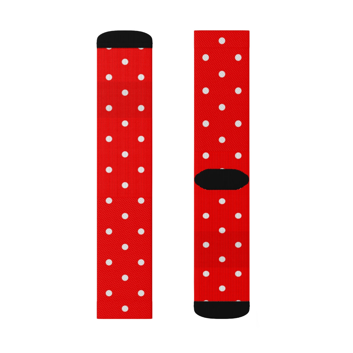 Red Polka Dots Socks, White Crew 3D Sublimation Women Men Designer Fun Novelty Cool Funky Casual Cute Unique Gift Starcove Fashion