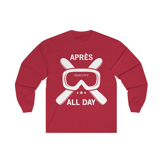 Apres All Day Shirt, Ski Skiing Snow Mountain Ski Mask Slopes Winter Party Wear Resort, Gifts Long Sleeve Tshirt Tee Starcove Fashion