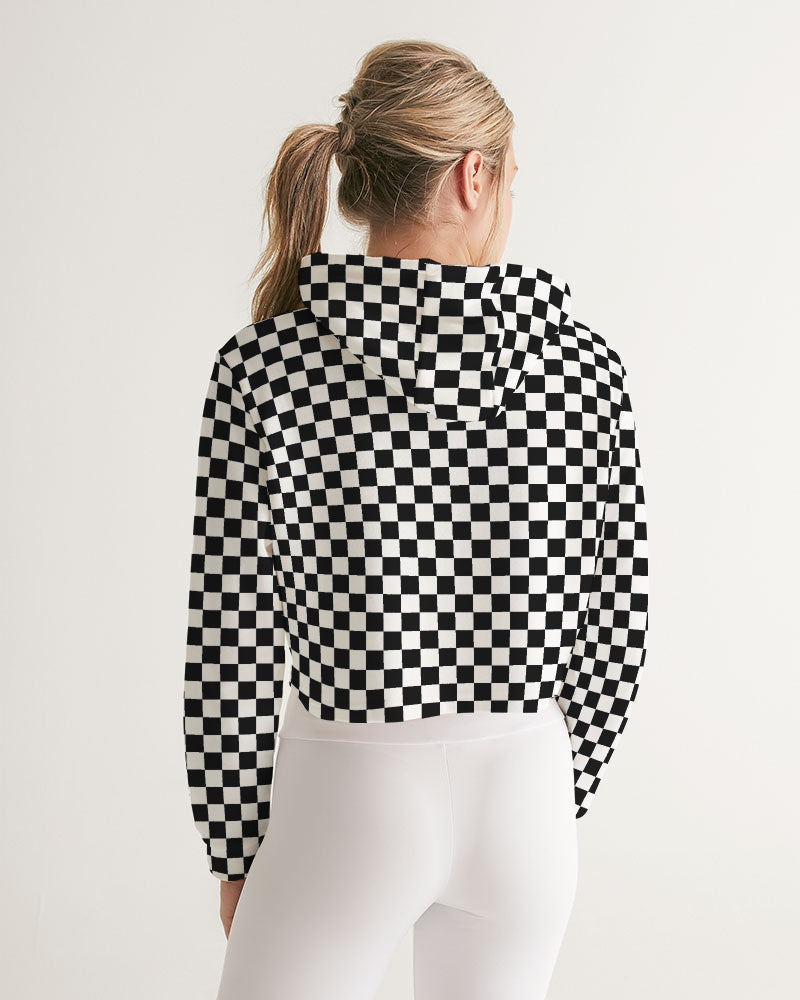 Checkered crop best sale top hoodie