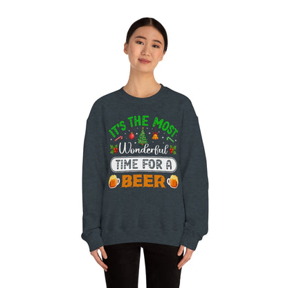 Beer Ugly Holiday Sweater, Wonderful Time Drinking Christmas Xmas Print Women Men Funny Party Winter Outfit Sweatshirt Gift Starcove Fashion