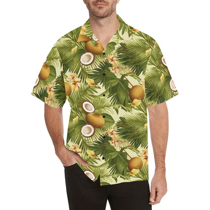 Button Up Hawaiian Floral Shirt - Green - Pomelo Fashion