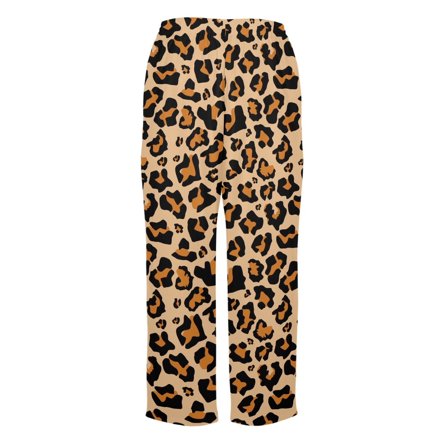 Leopard Print Women Pajamas Pants, Cheetah Animal Brown Pattern Satin PJ Funny Pockets Trousers Couples Matching Ladies Trousers Bottoms