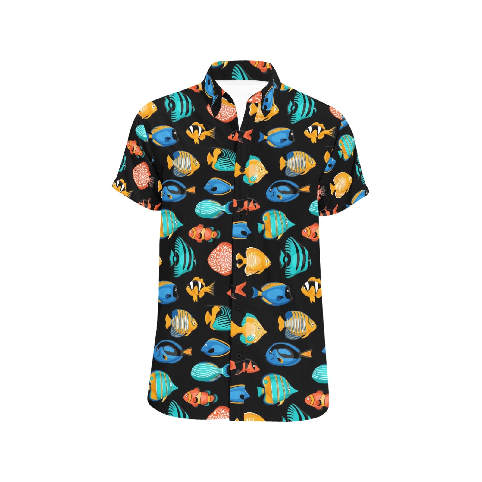 Tropical Fish Short Sleeve Men Button Up Shirt, Exotic Fishing Colorfu –  Starcove Fashion