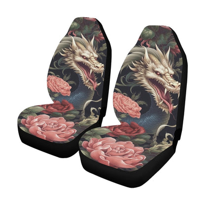 Dragon Car Seat Covers for Vehicle 2 pc, Flowers Floral Watercolor Cute Front SUV Vans Men Women Ladies Truck Universal Protector Accessory