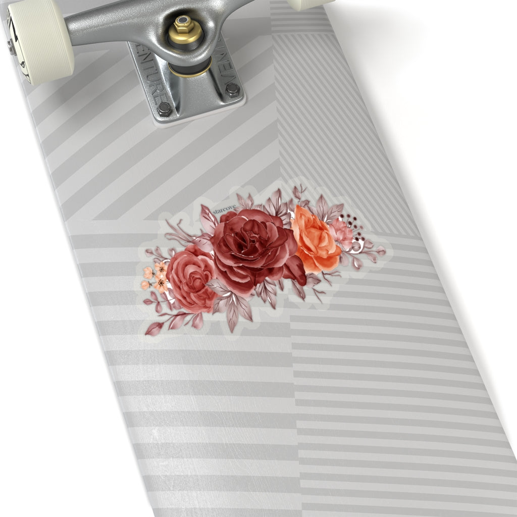 Red Flowers Sticker, Roses Pink Floral Laptop Decal Vinyl Cute Waterbottle Tumbler Car Waterproof Bumper Aesthetic Die Cut Wall Mural Starcove Fashion