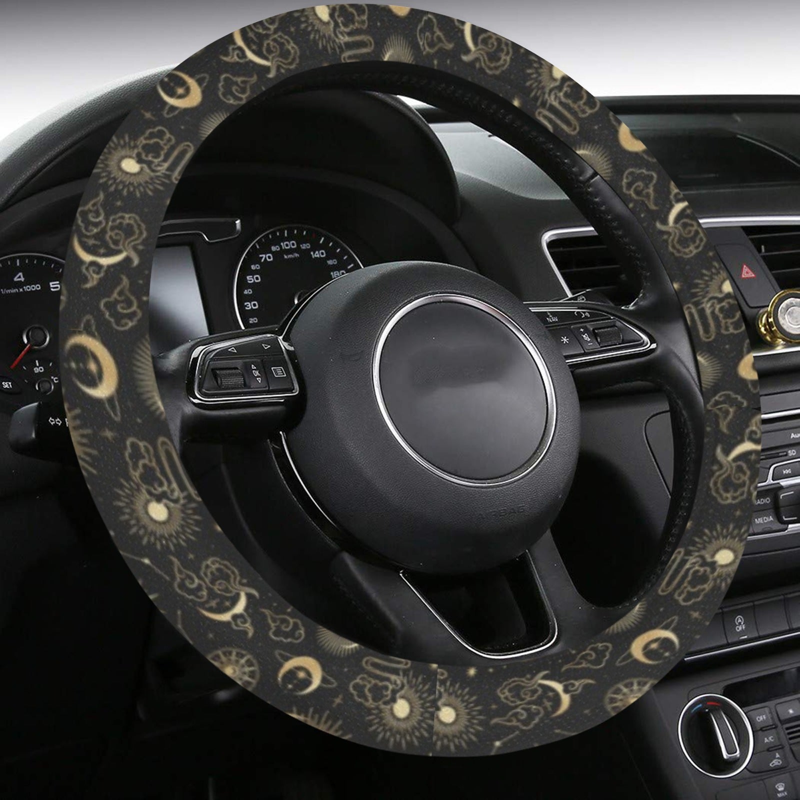 37-38 Car Steering Wheel Covers Baphomet Bandana Anti-slip Braid