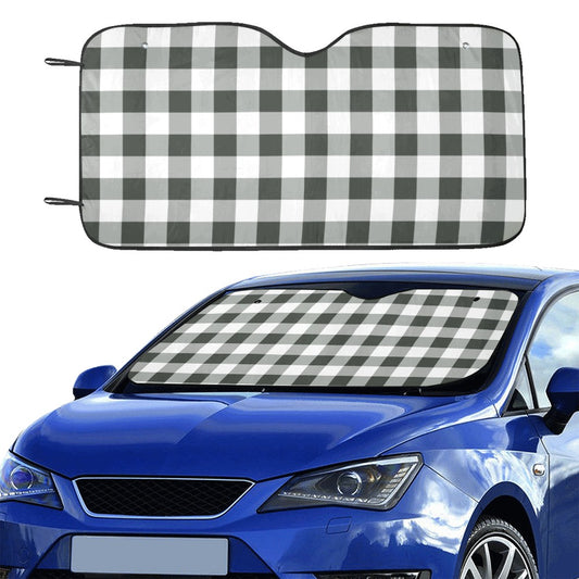 Buffalo Plaid Windshield Sun Shade, Checkered Car Accessories Auto Black White Check Racing Protector Window Visor Cover Screen Decor Starcove Fashion