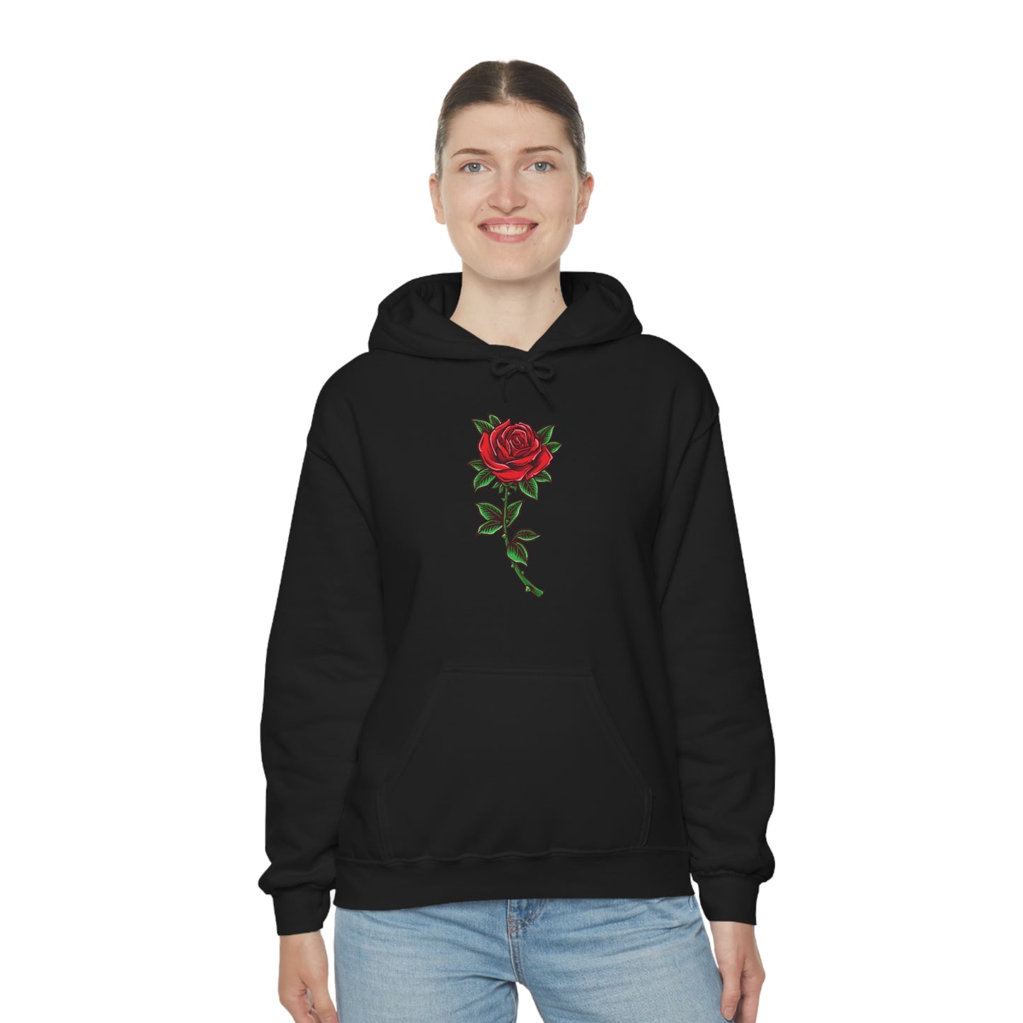 Red Rose Hoodie, Flowers Floral Pullover Men Women Adult Aesthetic Graphic Cotton Punk Goth Hooded Sweatshirt with Pockets Starcove Fashion