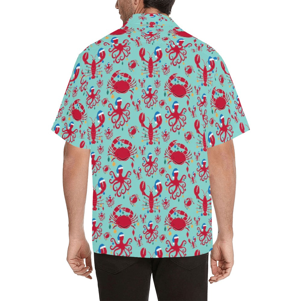 Beach Christmas Men Hawaiian shirt, Lobster Octopus Crab Ocean Dad