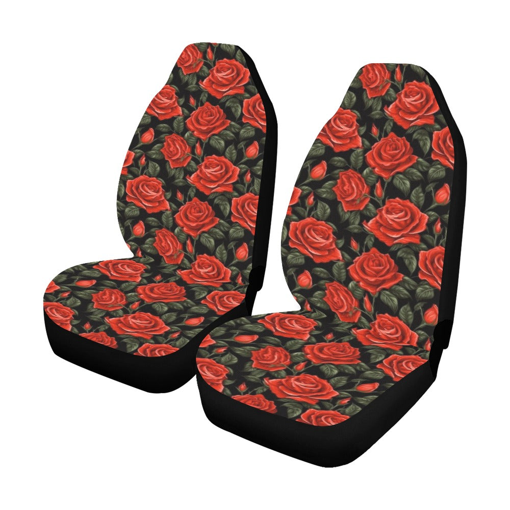 Pink Red Plants Leaves Floral Flowers Car Seat Covers Pair, buy 2 Front Seat Covers, Car Seat Protector, Car Accessories