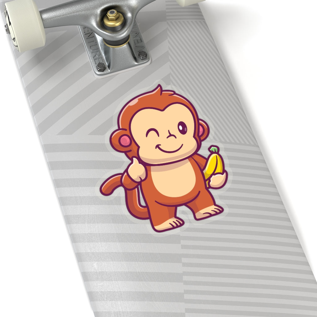 Monkey Cute Kawaii Waterproof Sticker, Water Bottle decal, Laptop