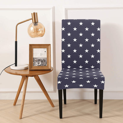 American Stars Dining Chair Seat Covers, White Blue Patriotic USA Stretch Slipcover Furniture Dining Room Home Decor Starcove Fashion