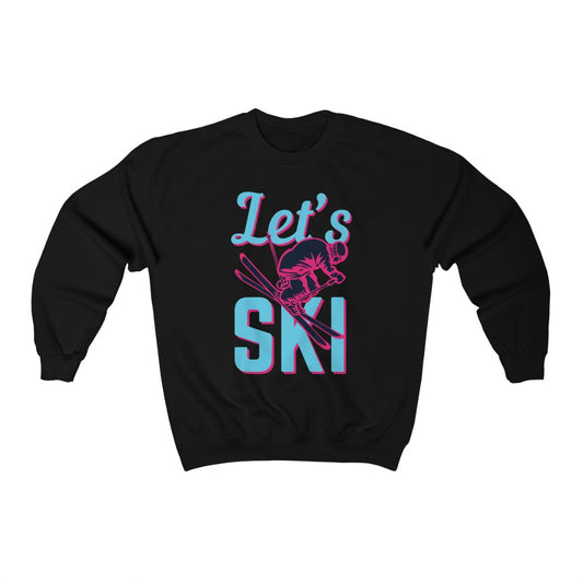 Let's Ski Sweatshirt, Skiing Fun Winter Sport Graphic Crewneck Sweater Jumper Pullover Men Women Aesthetic Top Starcove Fashion