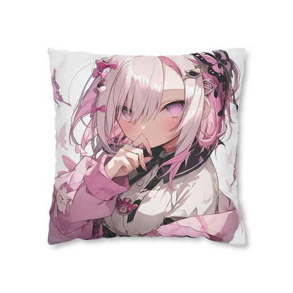 Anime Girl Pillow Case, Pink Square Throw Decorative Cover Room Décor Floor Couch Cushion 20 x 20 Zipper Sofa Starcove Fashion