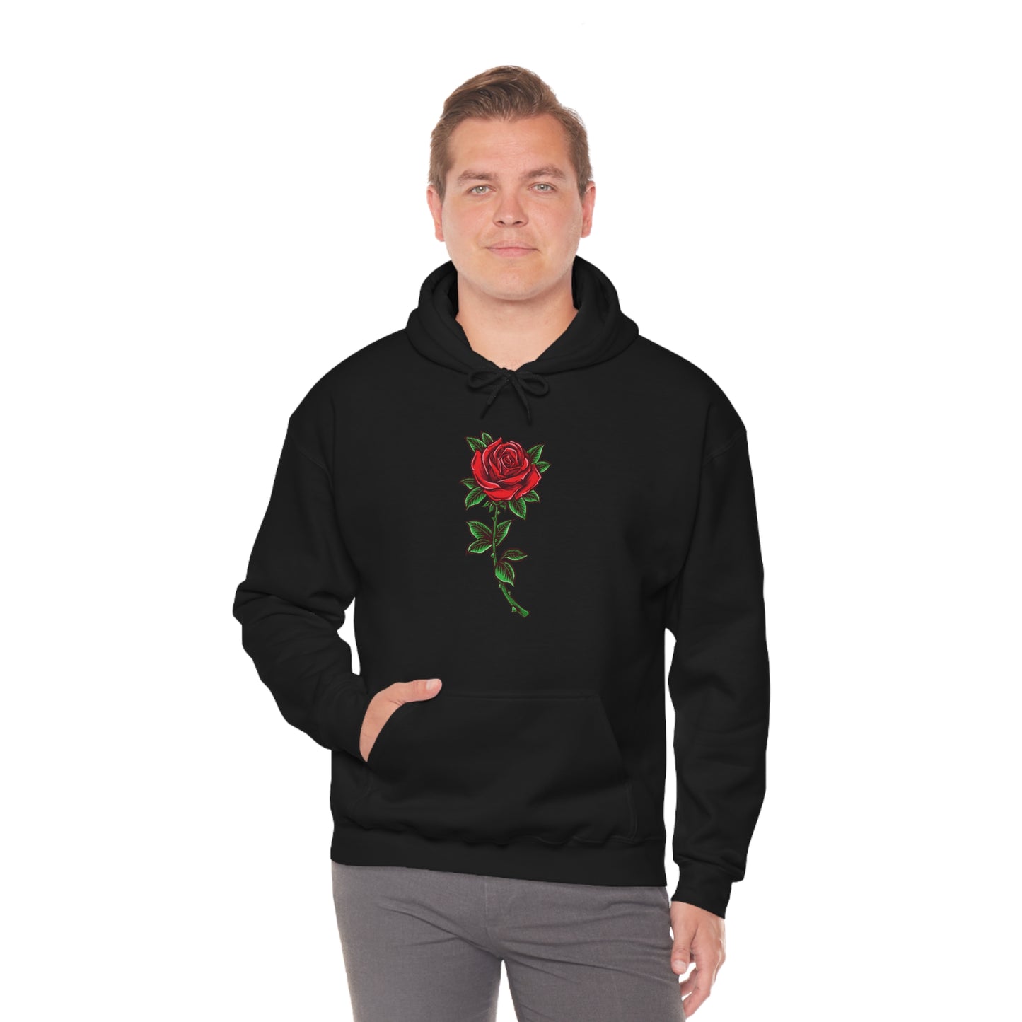 Red Rose Hoodie, Flowers Floral Pullover Men Women Adult Aesthetic Graphic Cotton Punk Goth Hooded Sweatshirt with Pockets Starcove Fashion