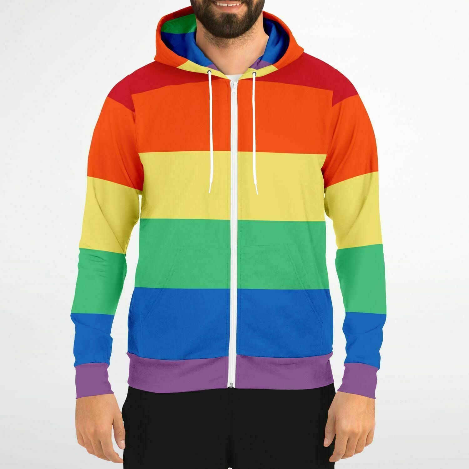 Rainbow zip sales up hoodie