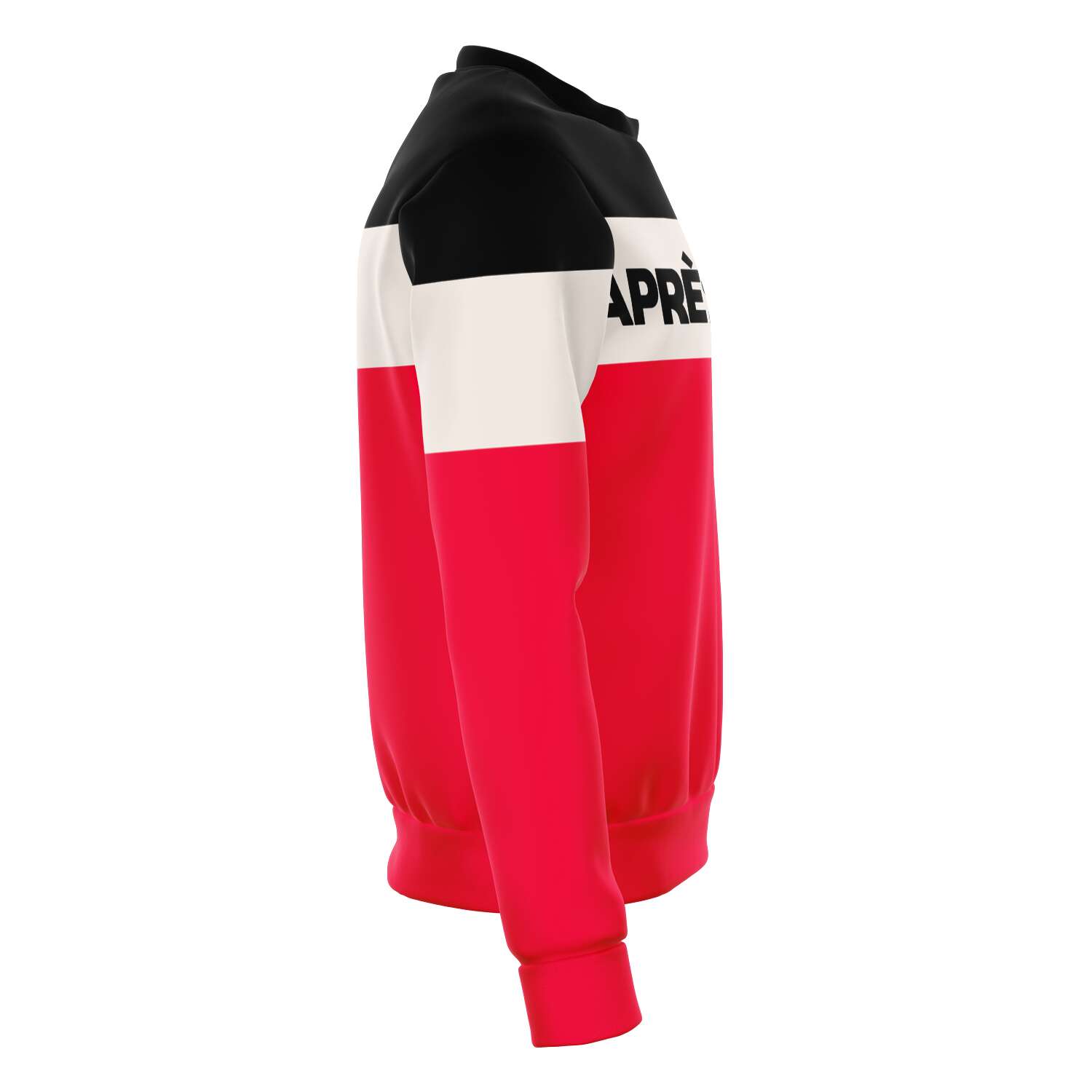 Apres Ski Sweatshirt, Women Men Black Red Color Block Skiing Skier