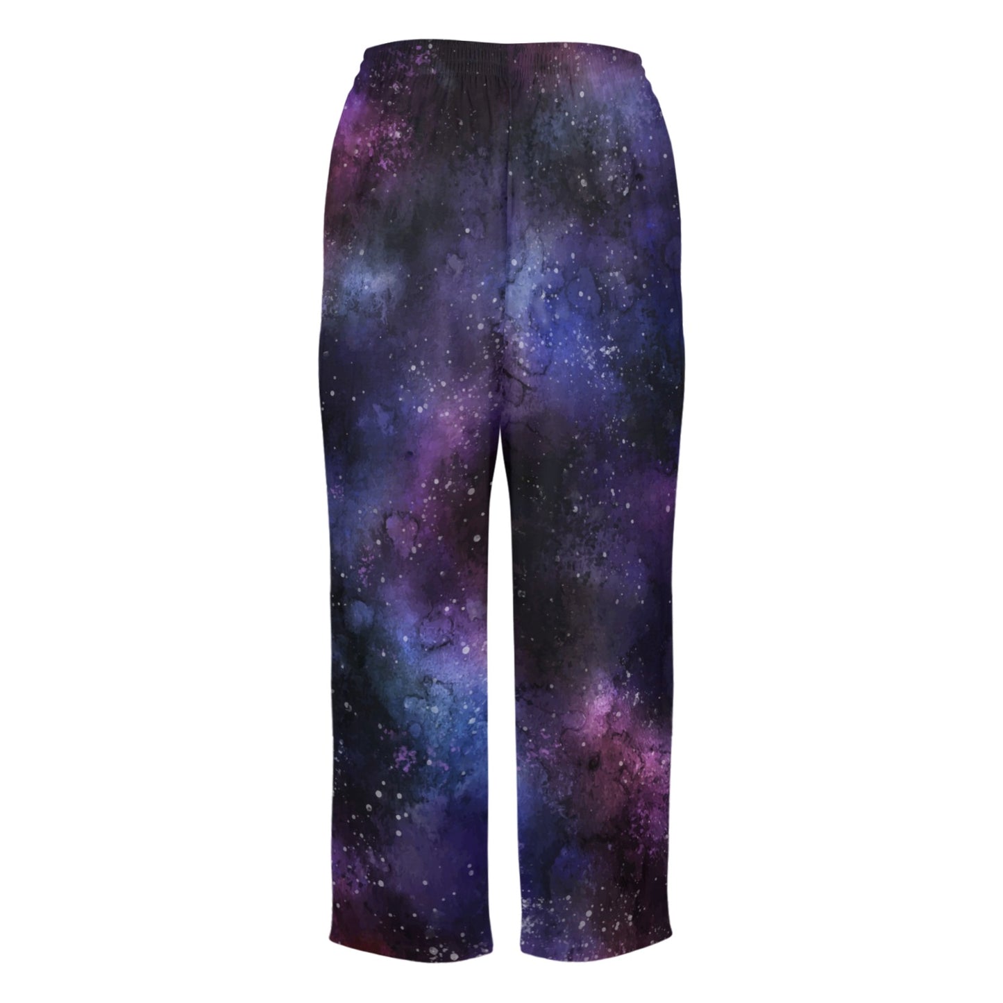 Space Galaxy Women Pajamas Pants, Universe Purple Cosmos Satin PJ Funny Pockets Trousers Couples Matching Ladies Trousers Bottoms