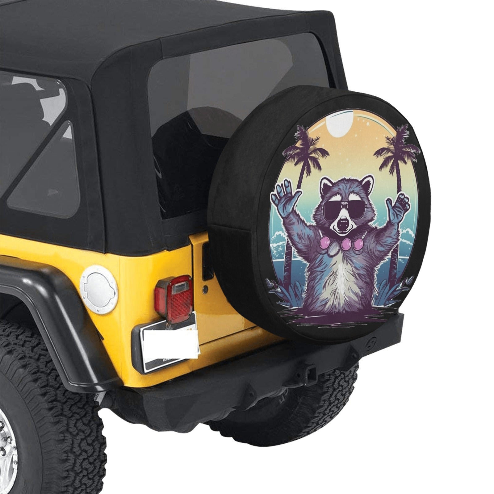 Raccoon Spare Tire Cover, Funny Animal Rear Backup Camera Hole