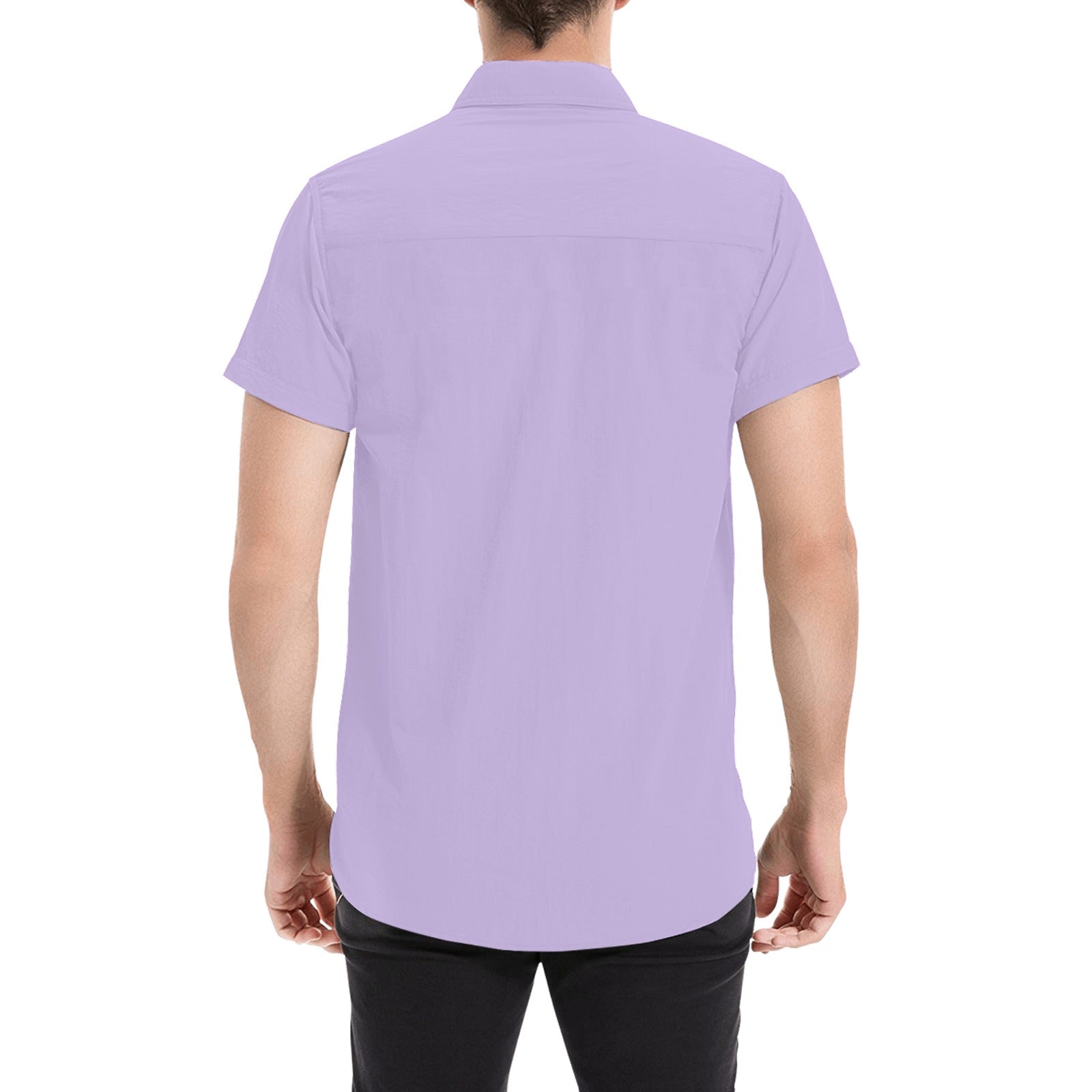 Purple Short Sleeve Men Button Down Shirt, Lilac Lavender Solid Color –  Starcove Fashion