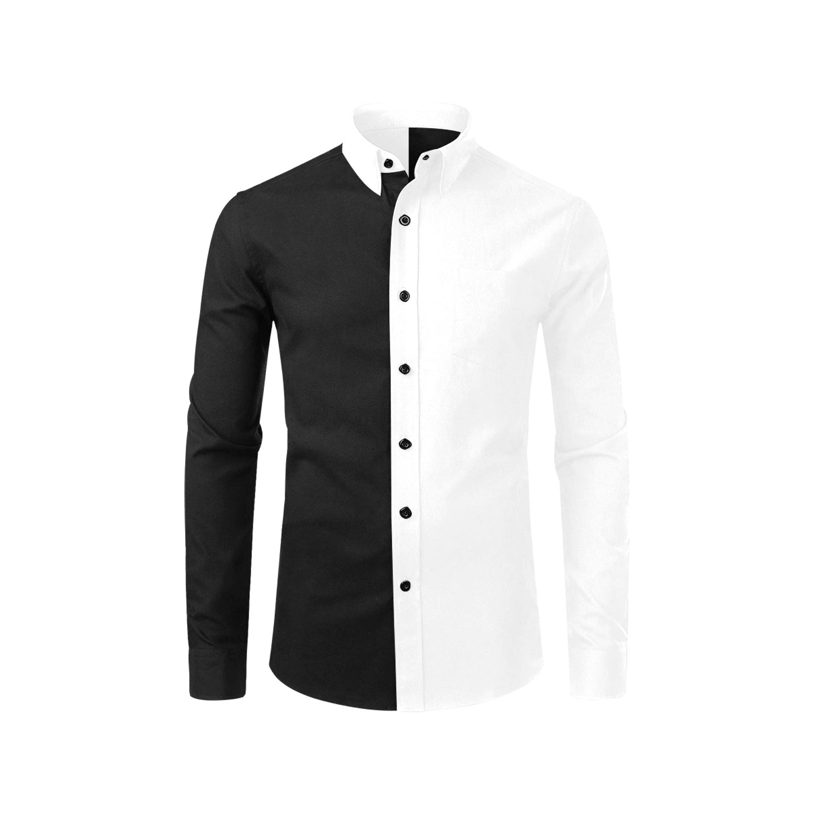 Black and white button up shirt mens online