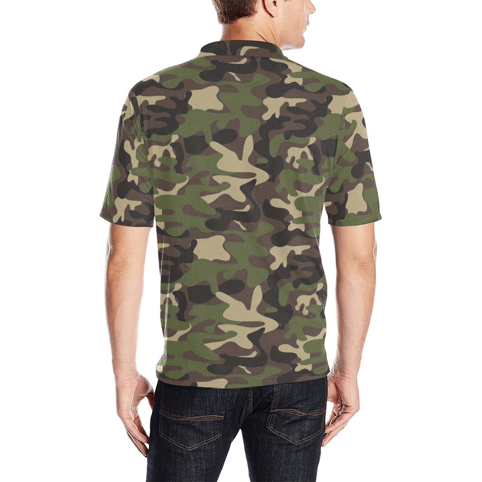 Camouflage Men Polo Collared Shirt, Camo Green Army Pattern Casual Sum –  Starcove Fashion