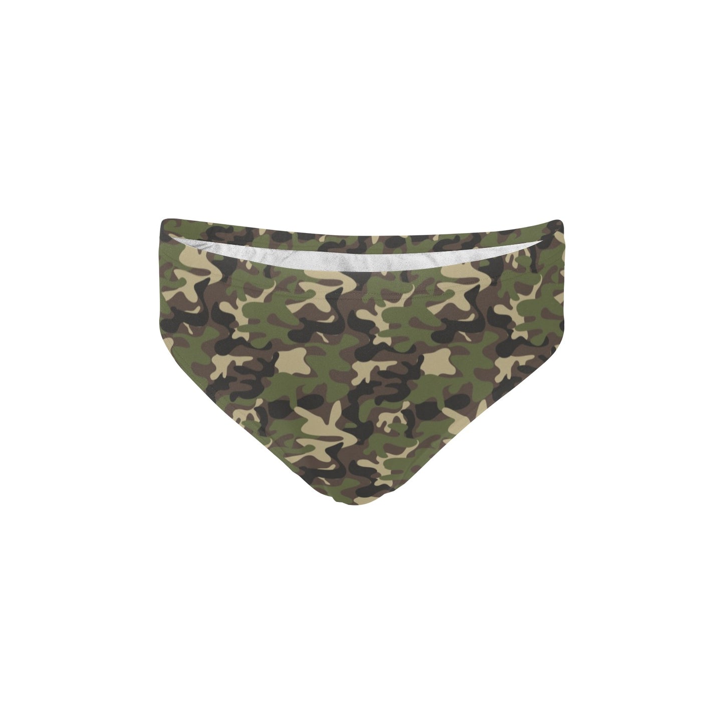 Camouflage Men Swim Briefs, Green Camo Sexy Swimwear Trunks Swimming Suit Swimsuit Low Rise Underwear Vintage Designer