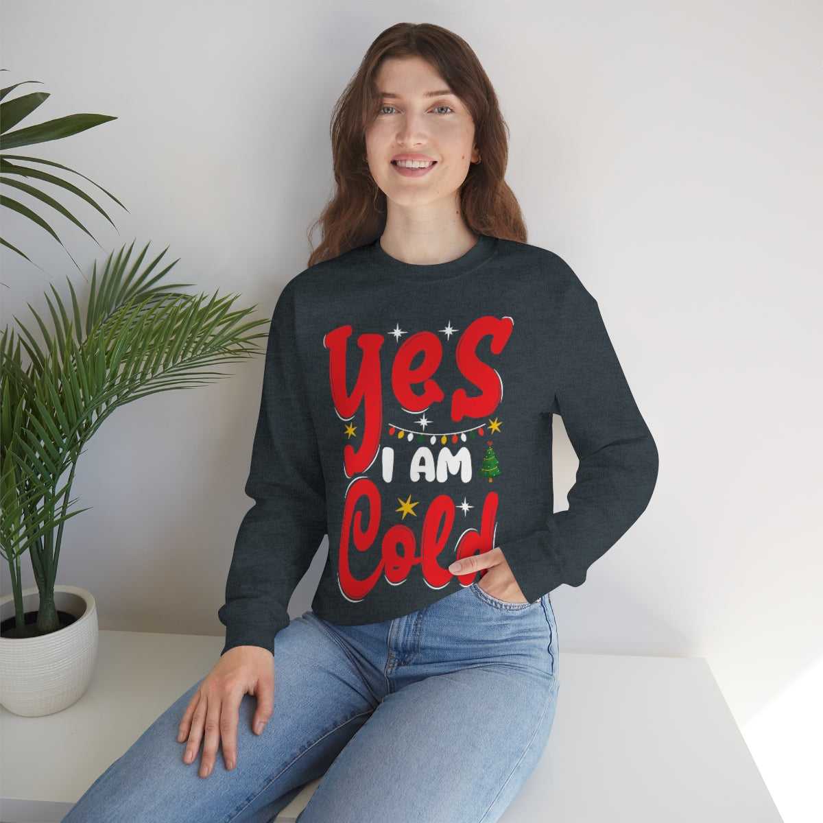 Yes I am Cold Sweatshirt, Graphic Christmas Funny Crewneck Fleece Cotton Sweater Jumper Pullover Men Women Adult Aesthetic Winter Starcove Fashion