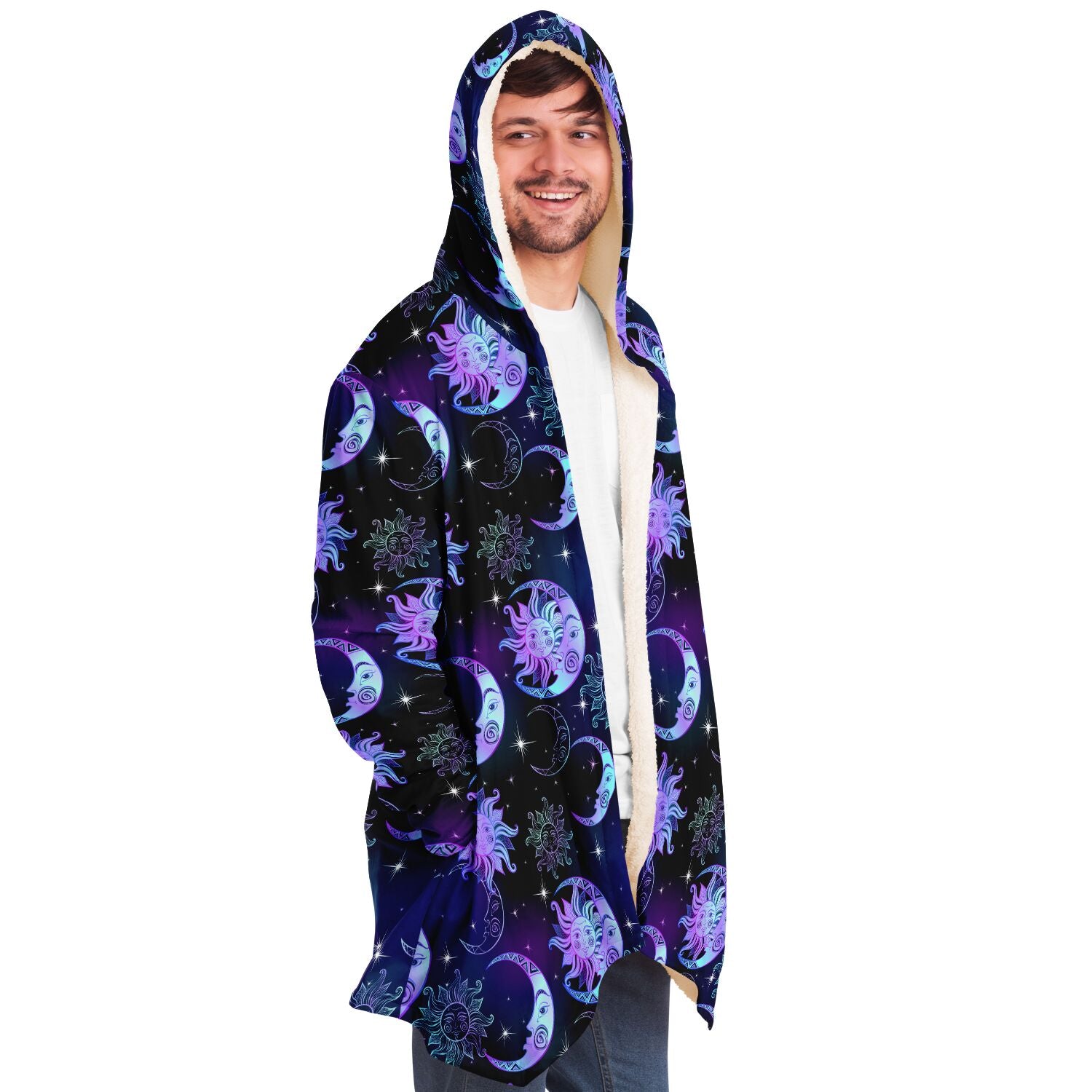 Sun Moon Hooded Cloak Stars Purple Celestial Space Men Women Modern W Starcove Fashion