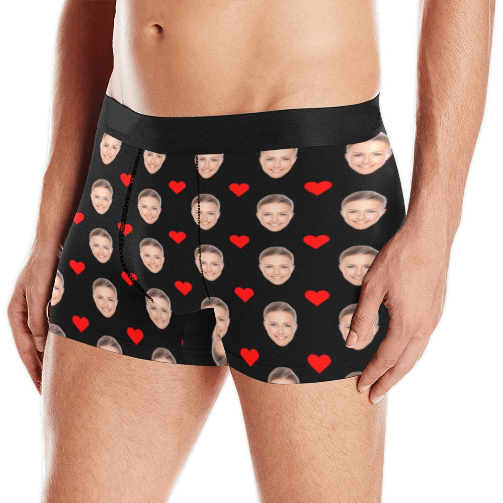 Custom Boxers Briefs for Men,Personalized Underwear with Face Funny Shorts  Underpants Valentine's Day Boyfriend Husband Gifts