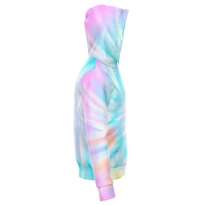 Tie Dye Rainbow Zip Up Hoodie, Pink Blue Spiral Front Zip Pocket Men Women Adult Aesthetic Graphic Cotton Hooded Sweatshirt Starcove Fashion