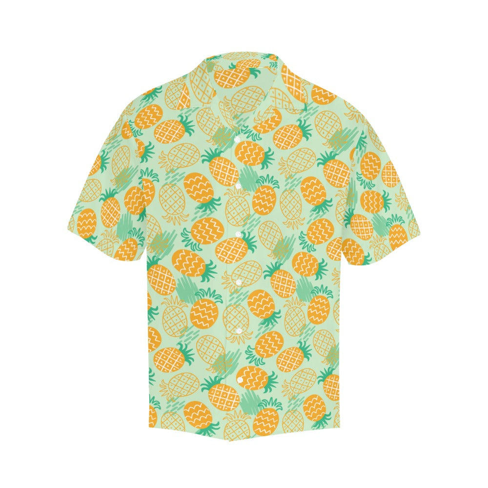 Pineapple Men Hawaiian shirt, Tropical Yellow Green Print Vintage Retro  Summer Hawaii Aloha Beach Plus Size Cool Button Up Shirt