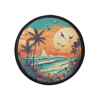 Beach Spare Tire Cover, Sunset Backup Camera Hole Rear Wheel Accessories Sun Tropical Palm Trees Custom Unique Design Trailer Camper RV Back