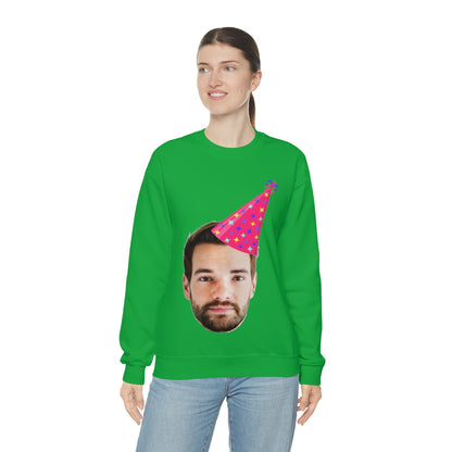 Custom Photo Sweatshirt, Face Birthday Party Hat Crewneck Fleece Sweater Jumper Pullover Men Women Adult Top Starcove Fashion