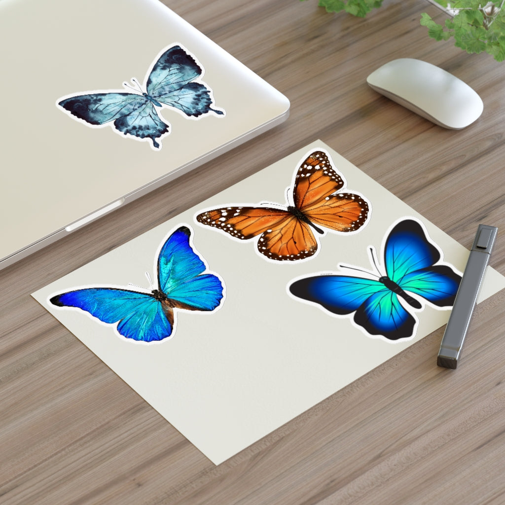 Butterfly Sticker Sheets Set,  Blue Orange Monarch Realistic Aesthetic Cute Wall Decal Pack Car Decor Vinyl Water Proof Die Cut Starcove Fashion